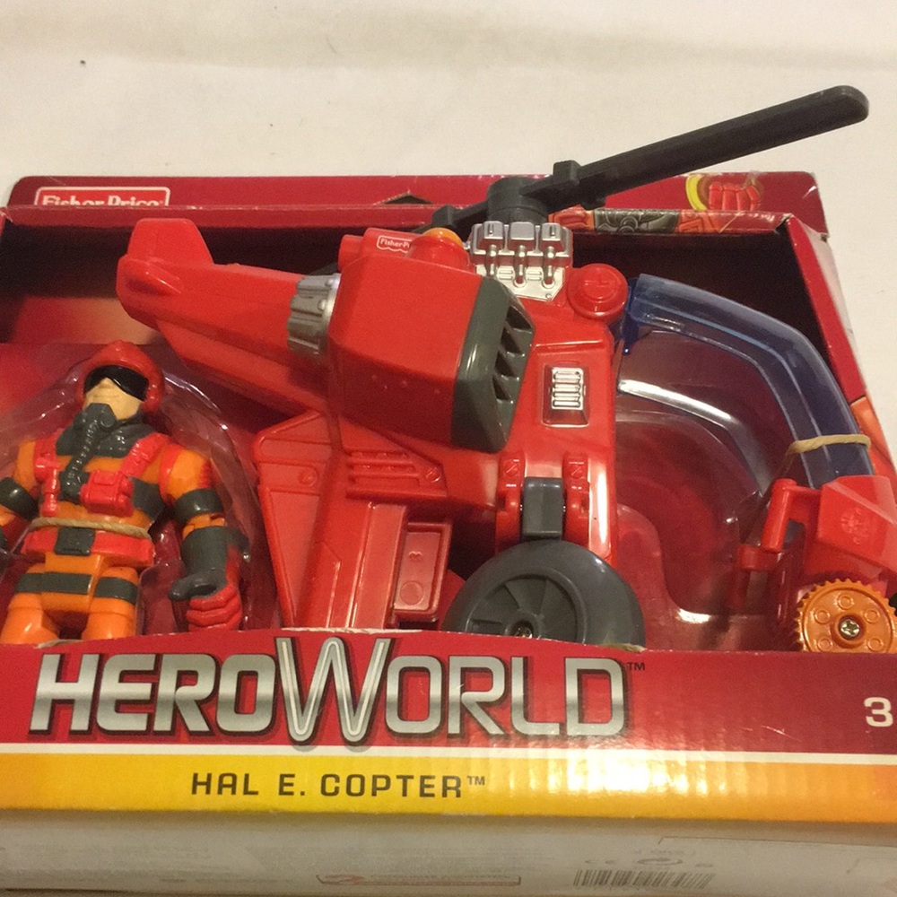 Fisher Price HAL E COPTER NEW Rescue Hero Set with DVD Copter & Action Figure